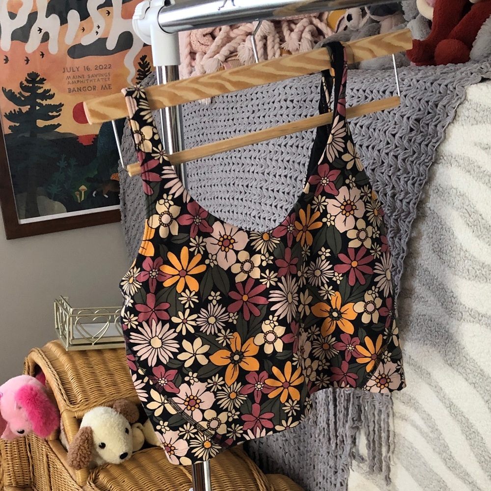 Gilly Hicks Floral Crop Top - Black and Pink